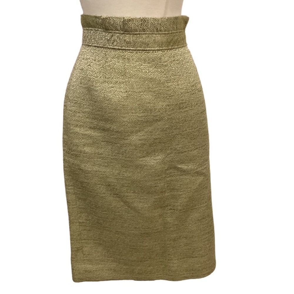 Classiques Enrier Pencil Skirt Green Sz 6 paperbag waist detail